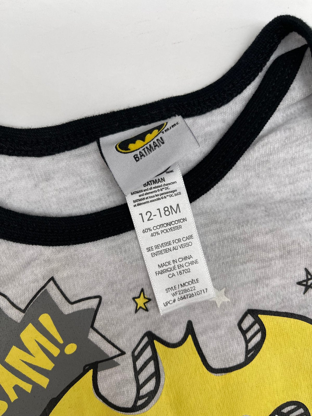 Batman Gray Long Sleeve Set 12-18M