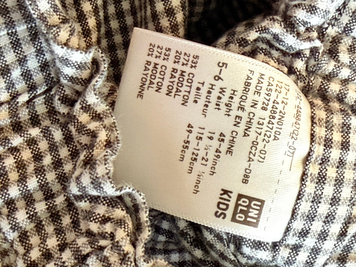 Uniqlo Gingham Pull-On Shorts Kids 5-6