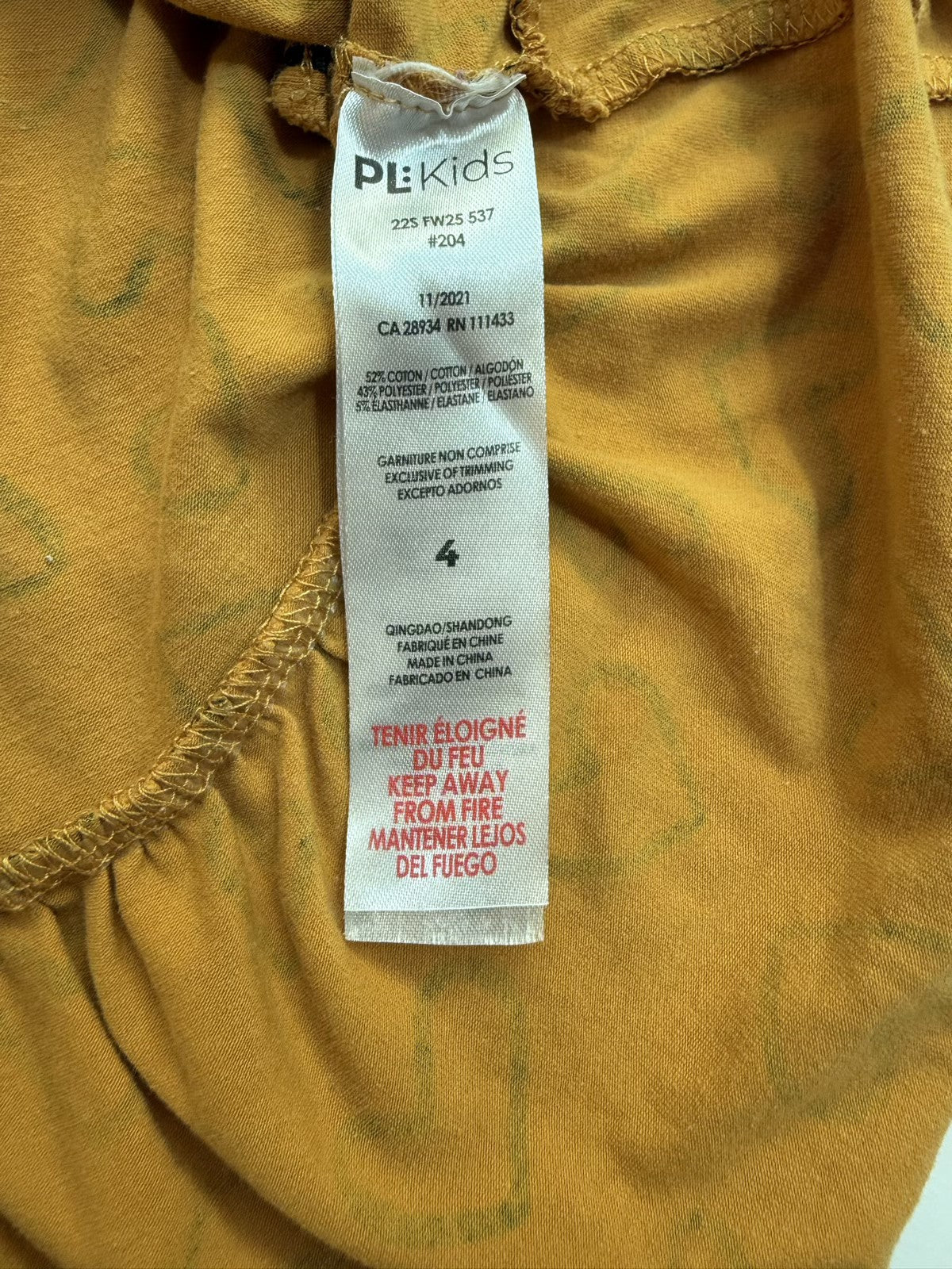 PL Kids Mustard Heart Print Dress Size 4