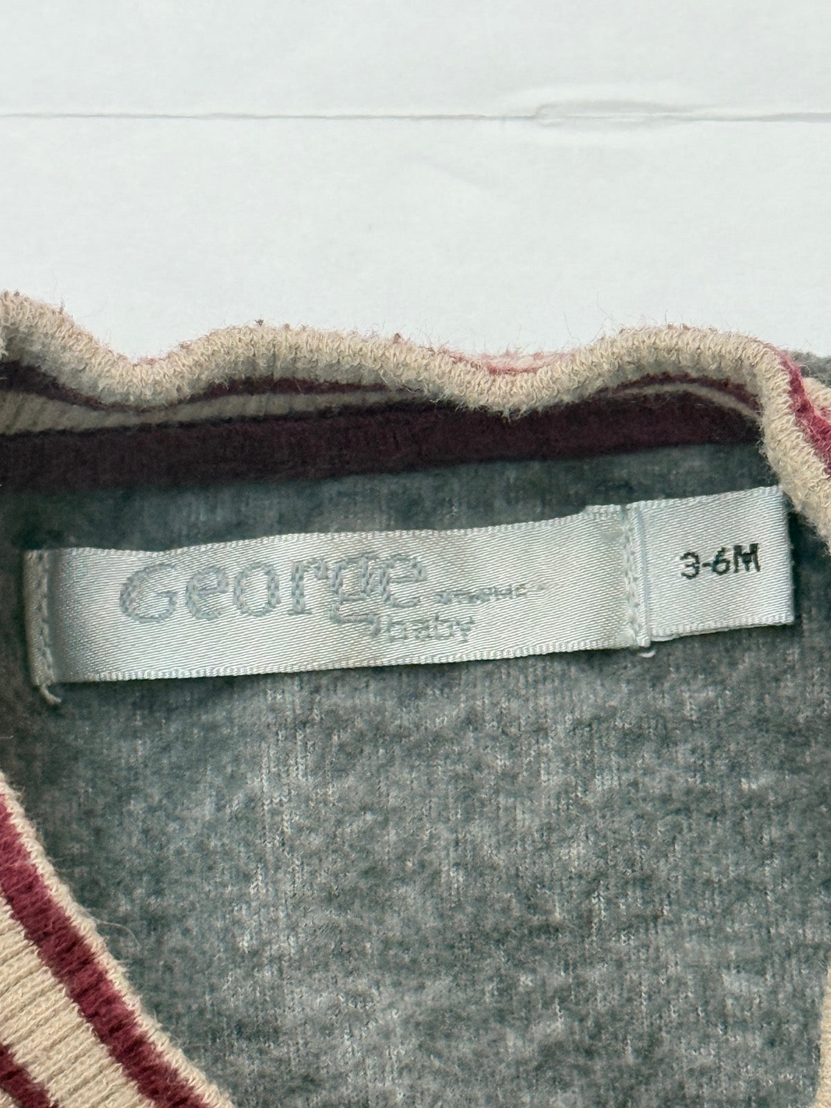 George Baby Grey Striped Sweater 3-6M