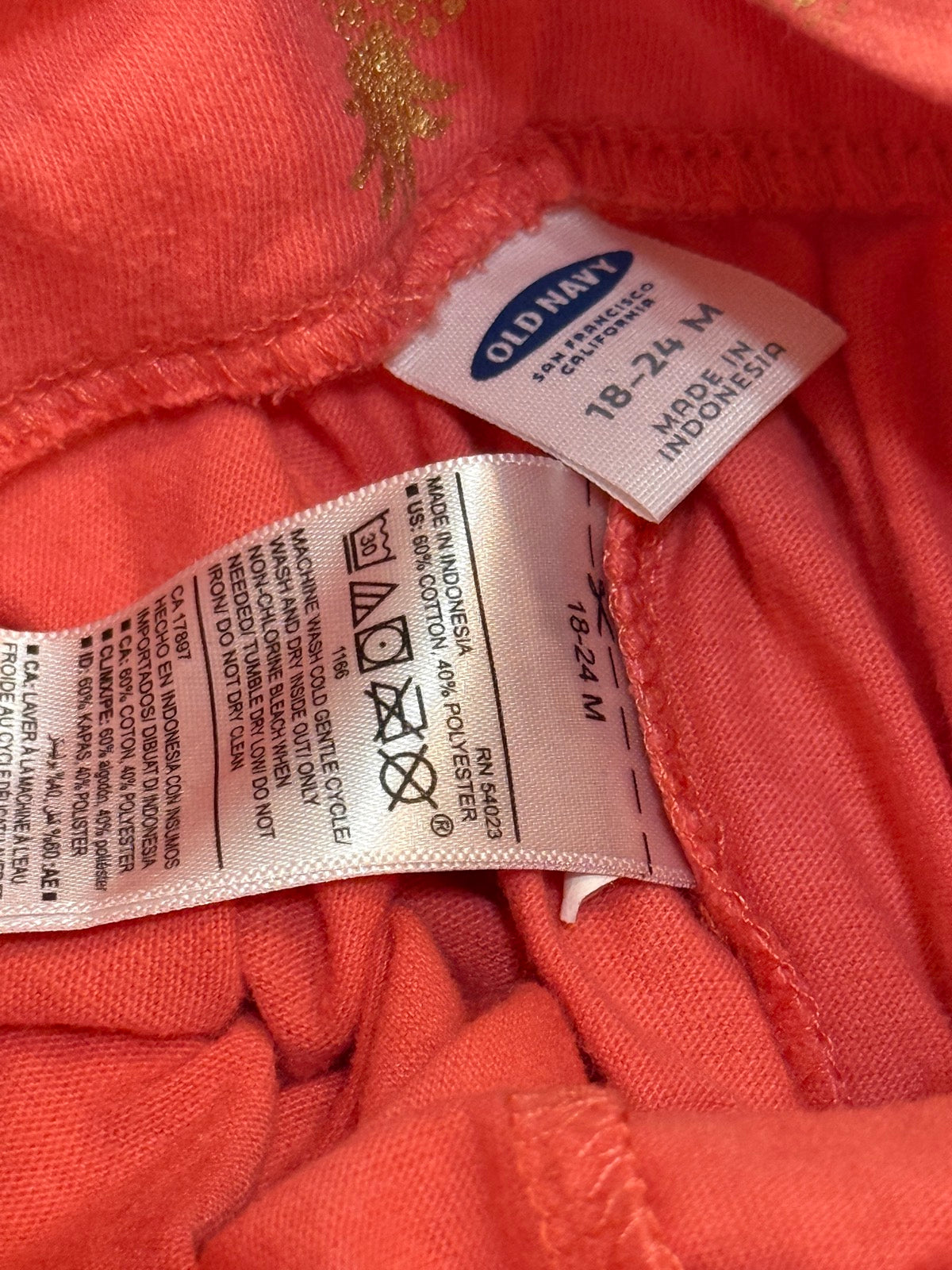 Old Navy Coral Pineapple Shorts 18-24M
