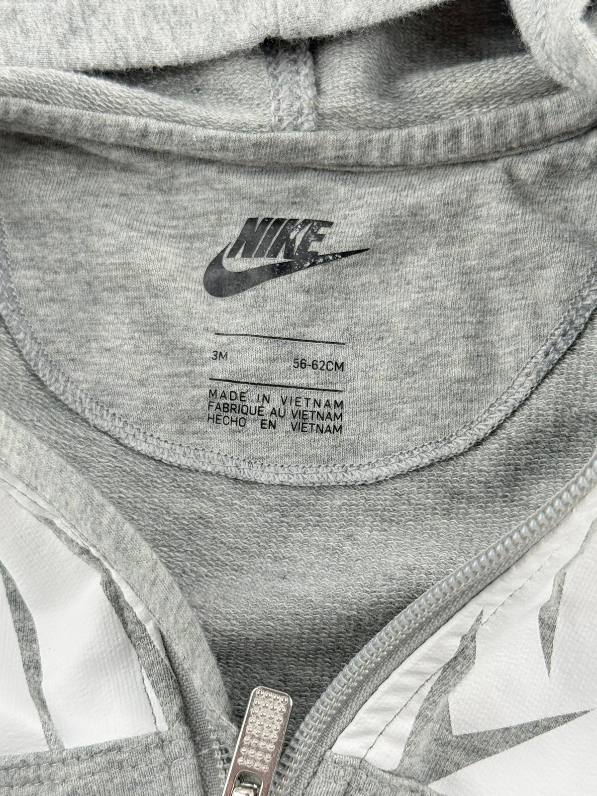 Nike Gray Hooded Zip-Up Romper 3M