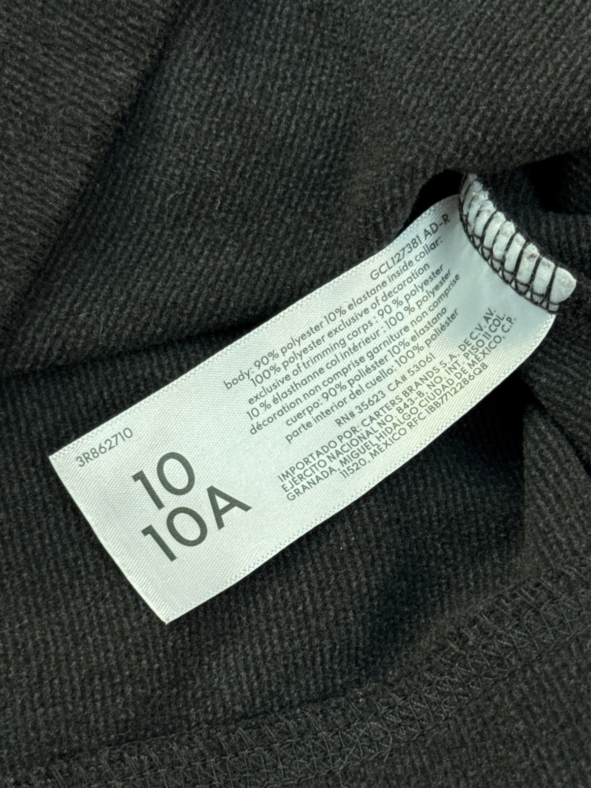 Carter's Black Quarter-Zip Sherpa Collar Size 10