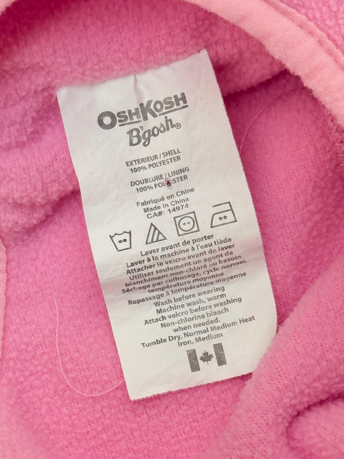 OshKosh B'gosh Pink Fleece Bear Hat