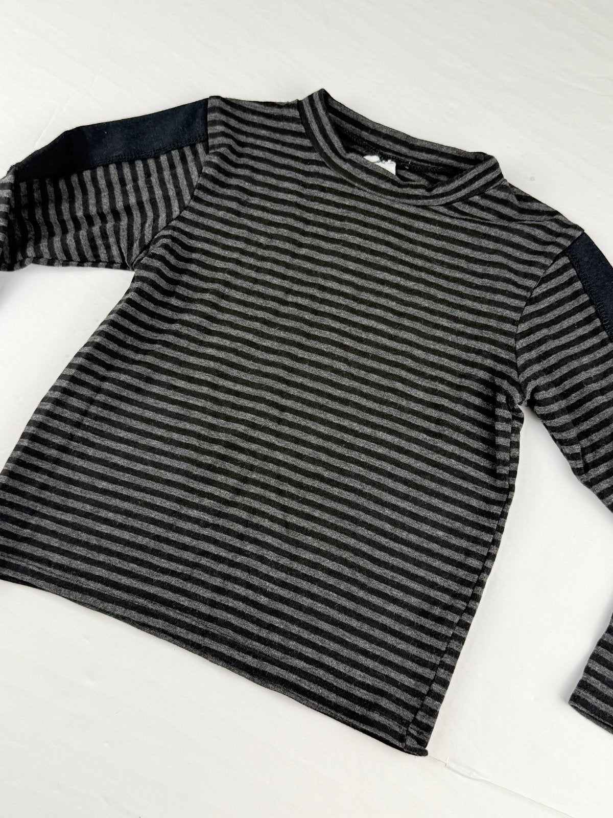 Gray Black Striped Long Sleeve Top