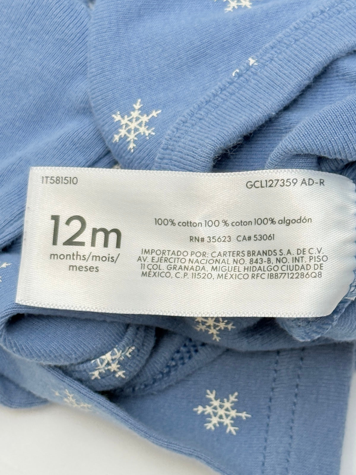Carter's Snowflake Bodysuit 12M