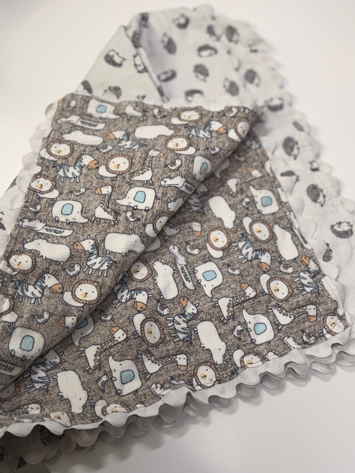 Reversible Handmade Animal Print Baby Blanket
