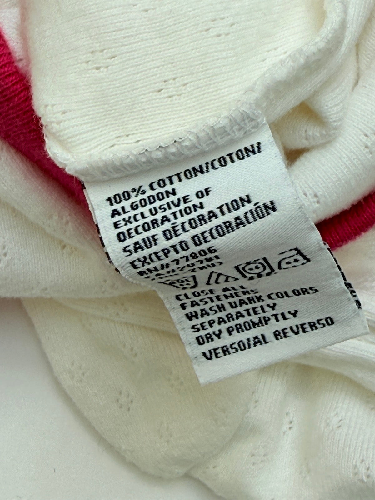 Tommy Hilfiger White Pink Bodysuit 12-18m