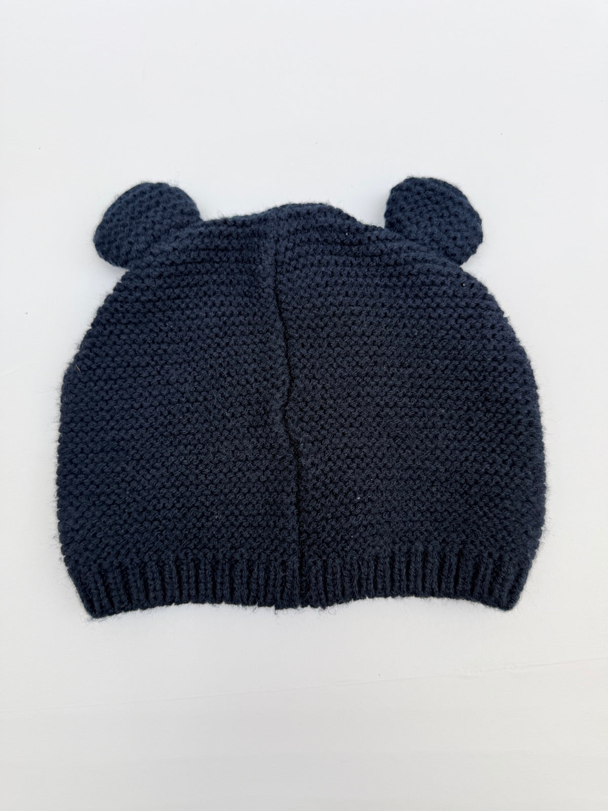 Navy Knit Bear Ear Baby Hat