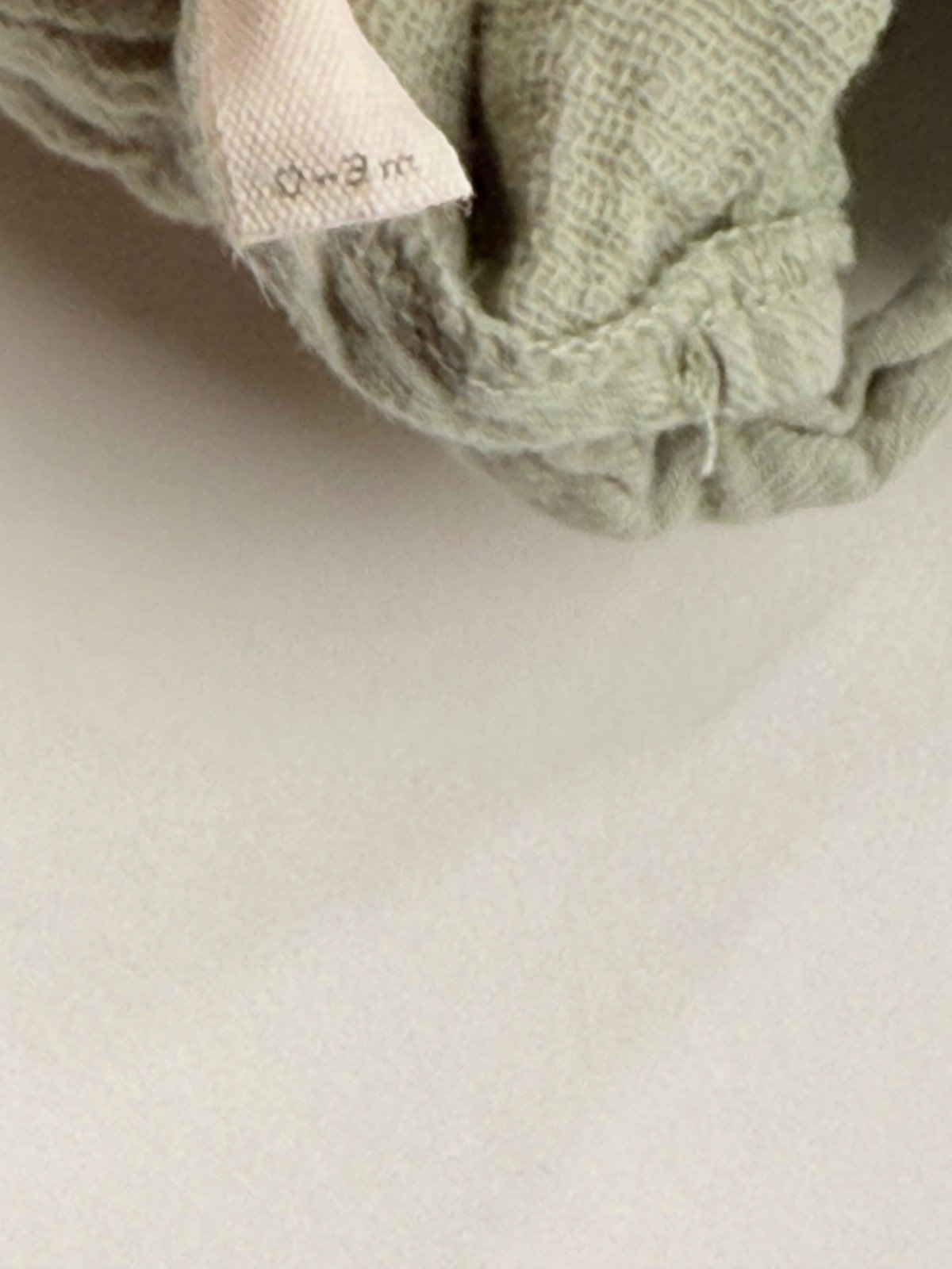 Quincy Mae Sage Green Muslin Romper 0-3M