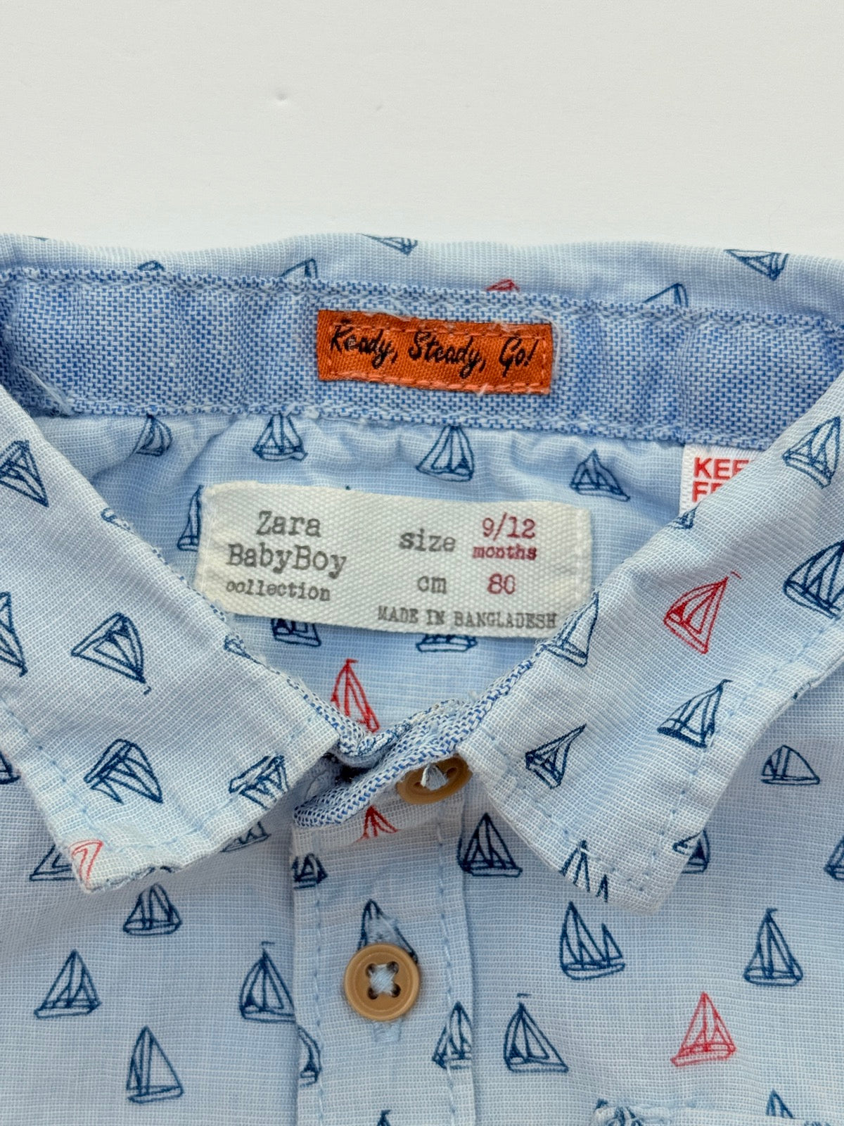 Zara Baby Boy Sailboat Button Shirt 9-12m