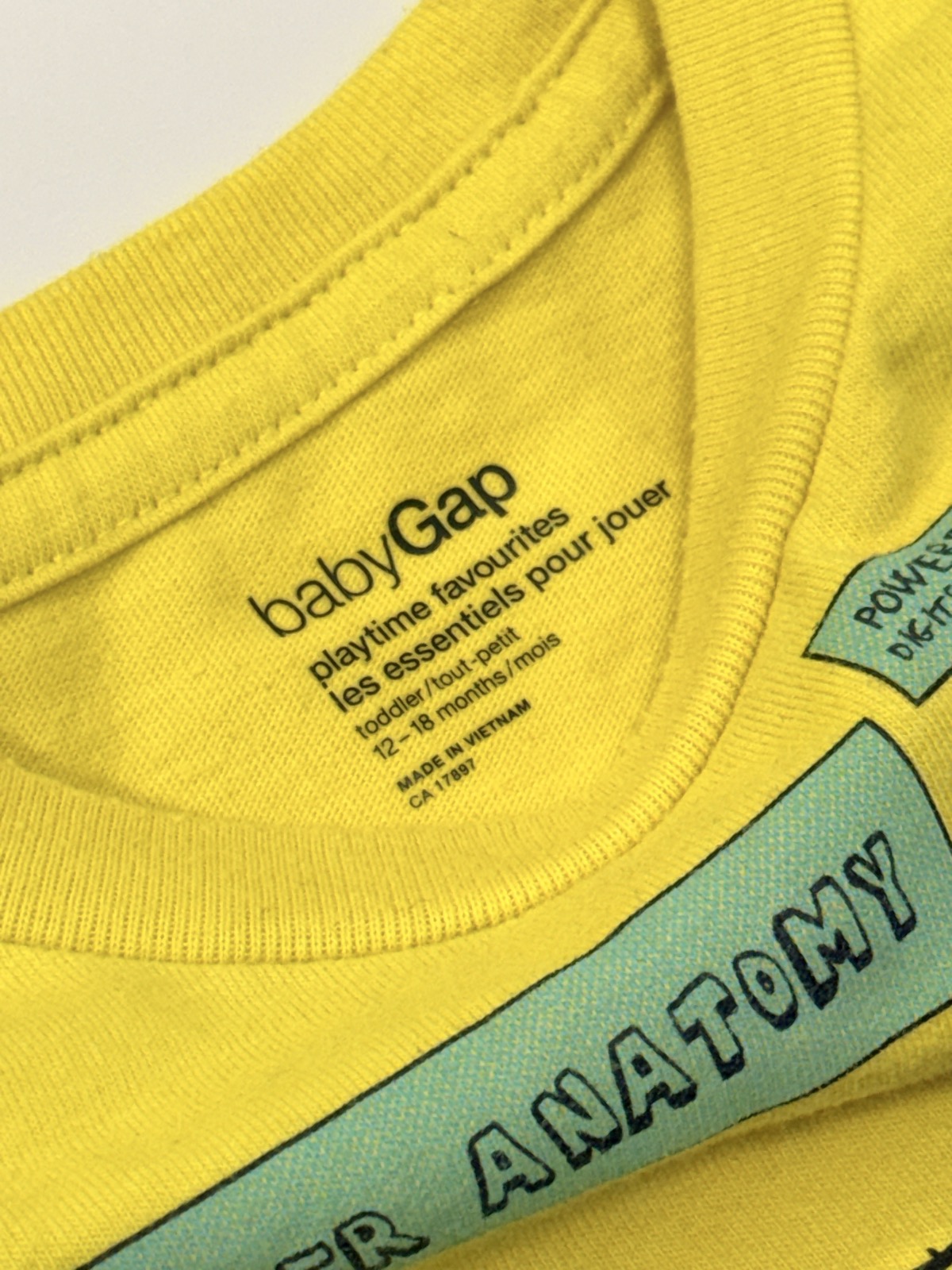 Gap Yellow Monster Anatomy T-Shirt 12-18m