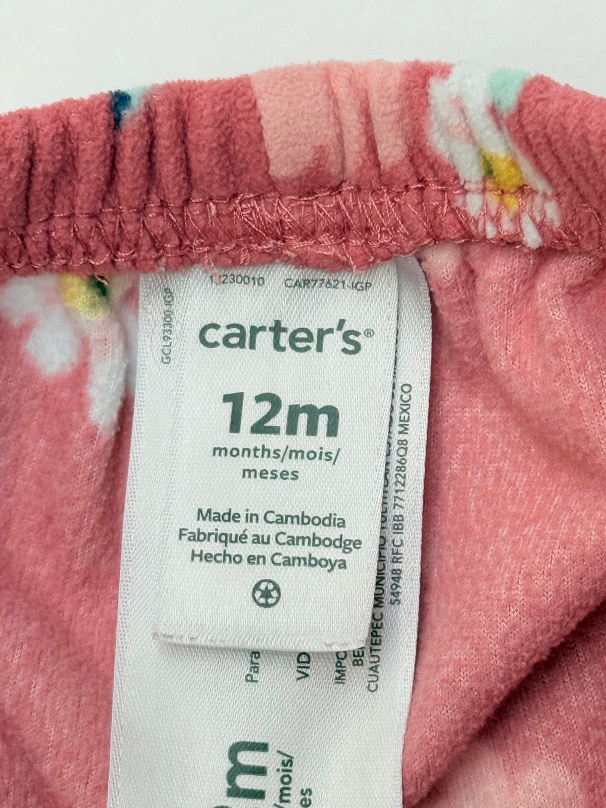 Carter's Floral Fleece Pants 12M
