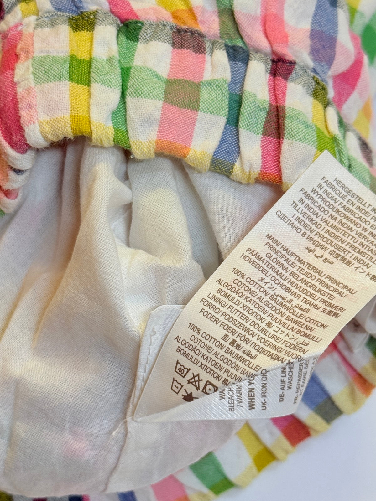 Mini Boden Rainbow Gingham Scallop Shorts 3Y