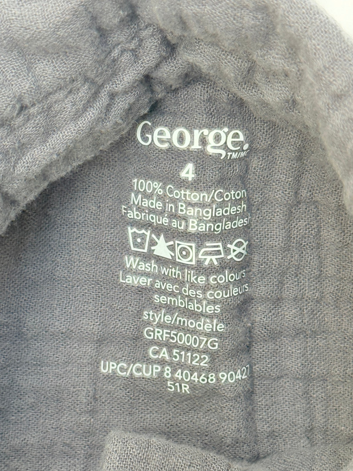 George Gray Cotton Gauze Shirt Size 4