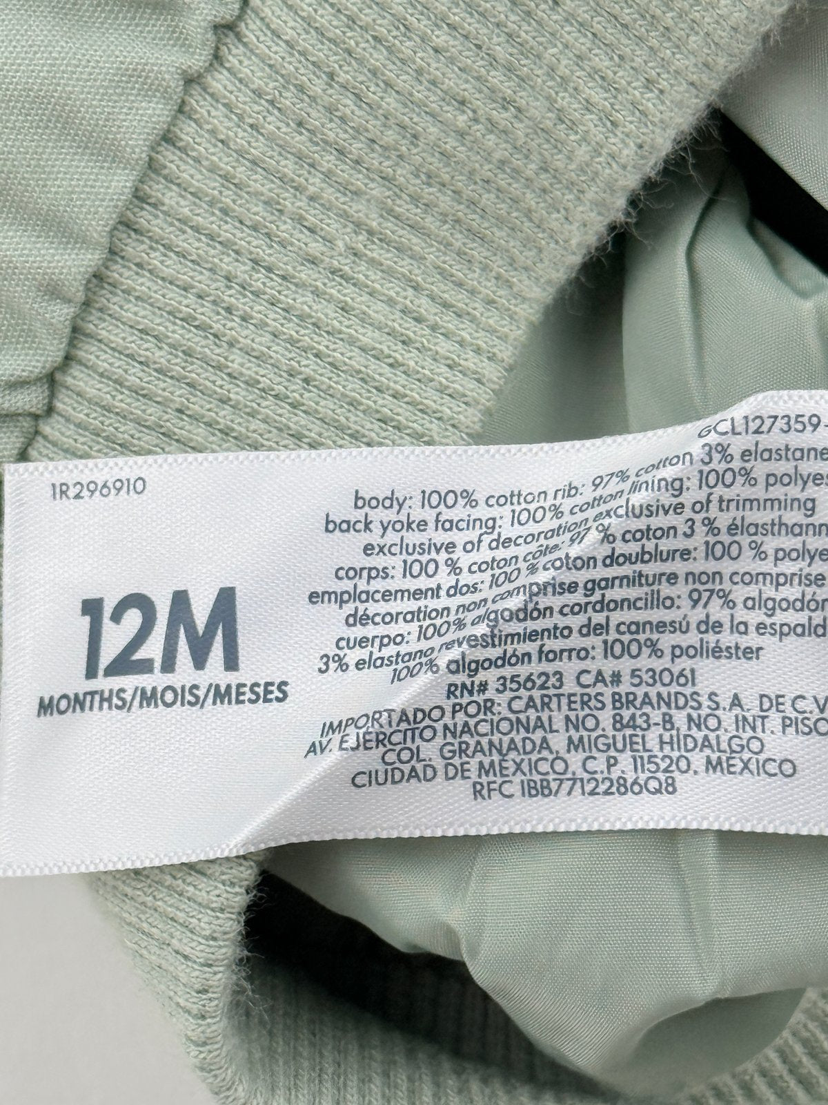 baby B'gosh Sage Green Bomber Jacket 12M