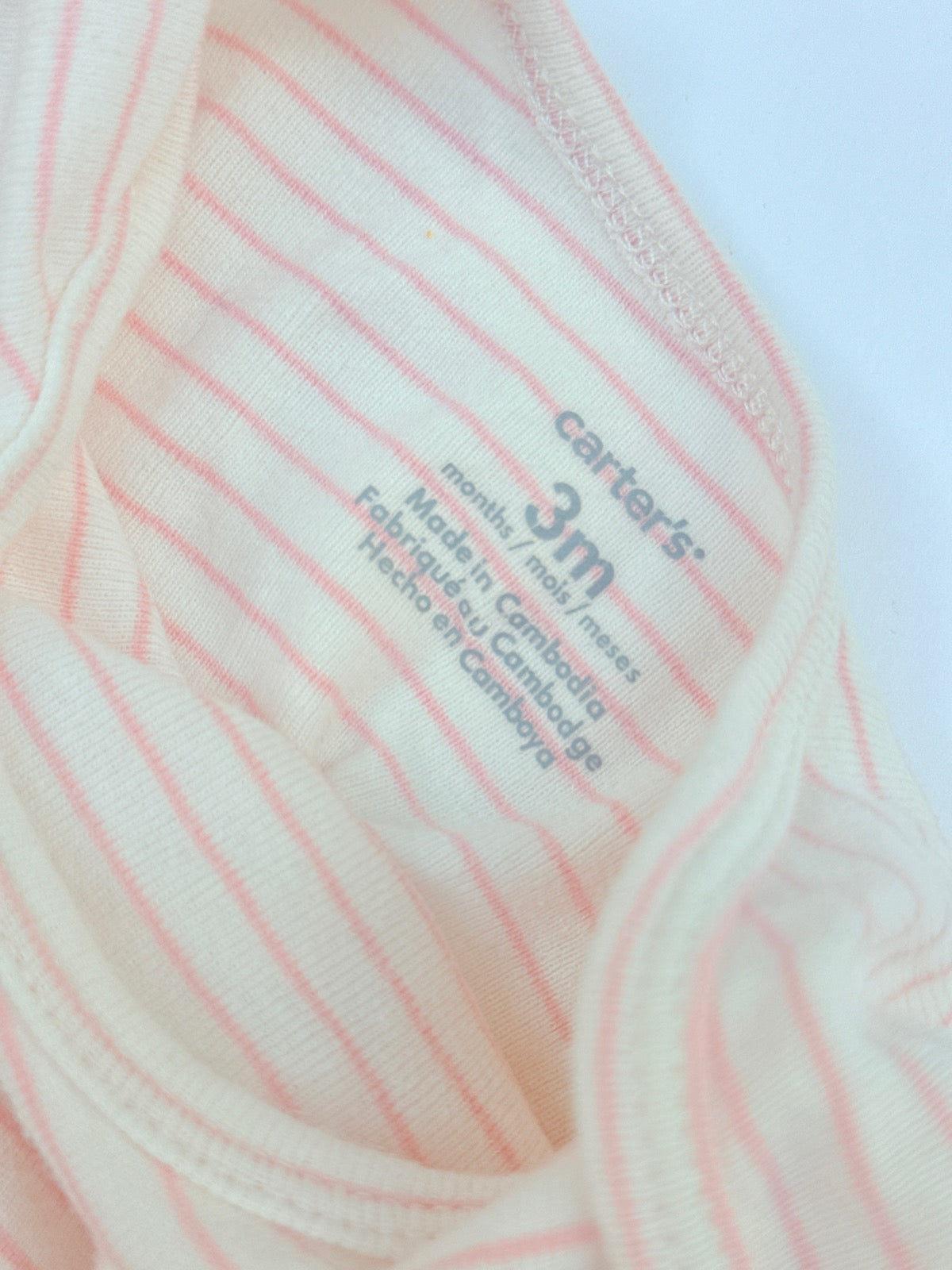 Carter's Pink Stripe Long Sleeve Bodysuit 3m