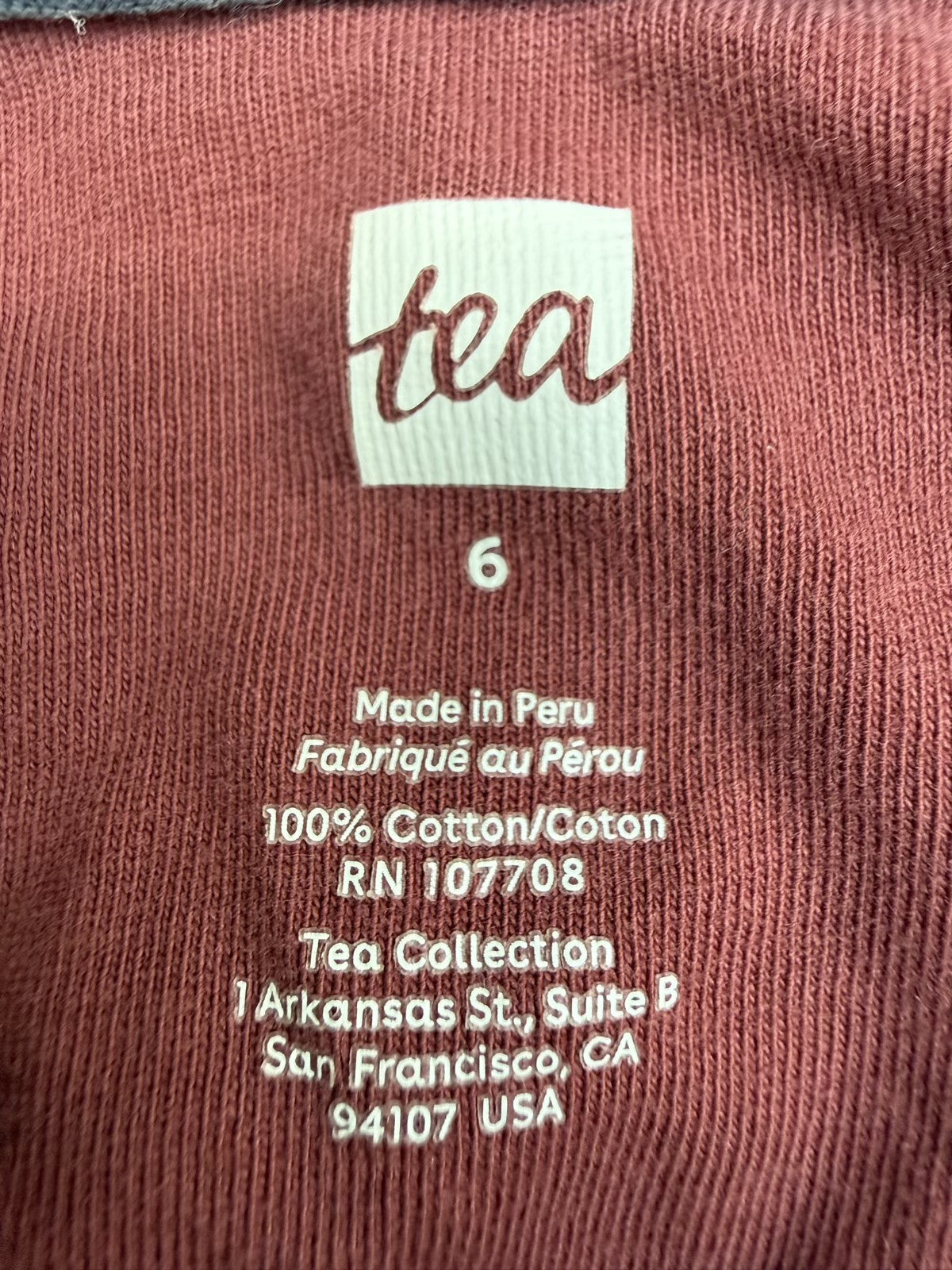 Tea Collection Bear Graphic Long Sleeve Tee Size 6
