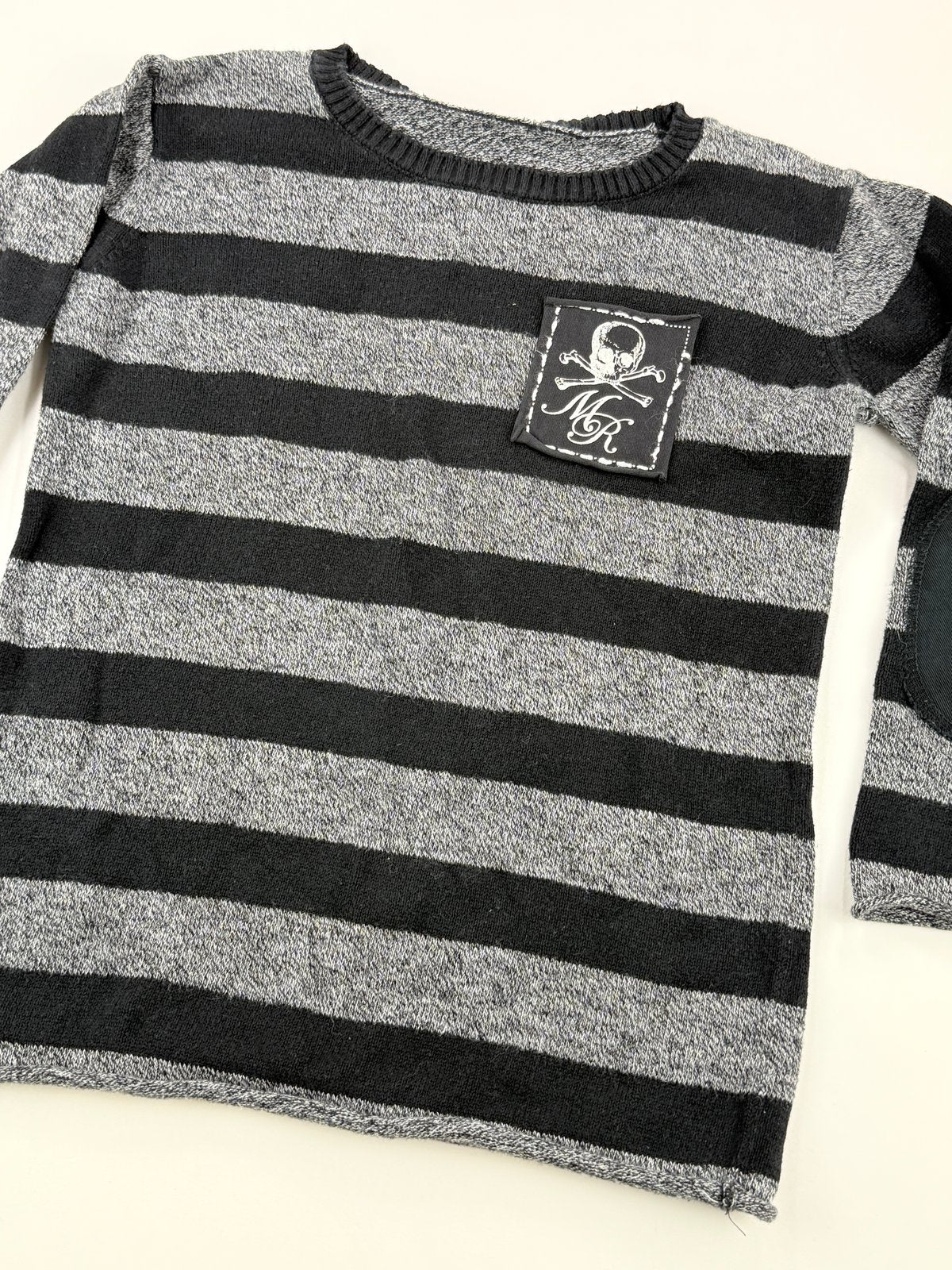 Striped Skull Patch Sweater