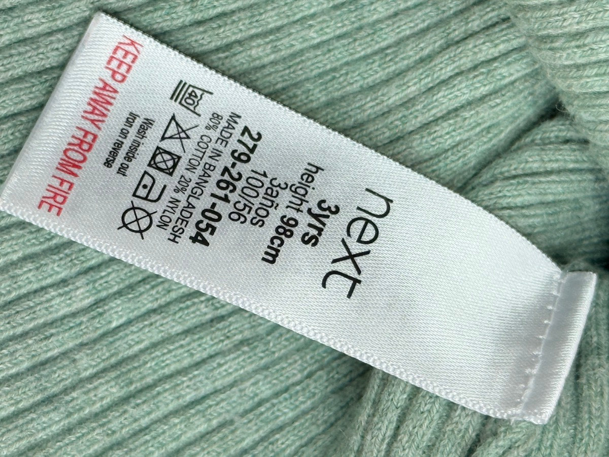 Next Mint Green Ruffle Knit Sweater 3yrs