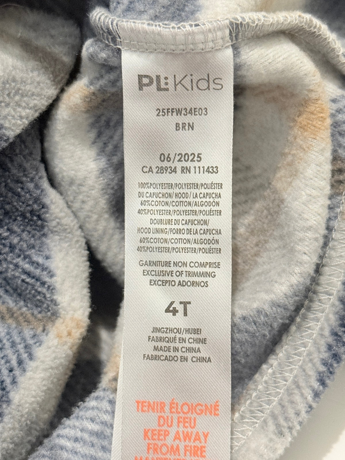 PL Kids Plaid Hooded Jacket 4T
