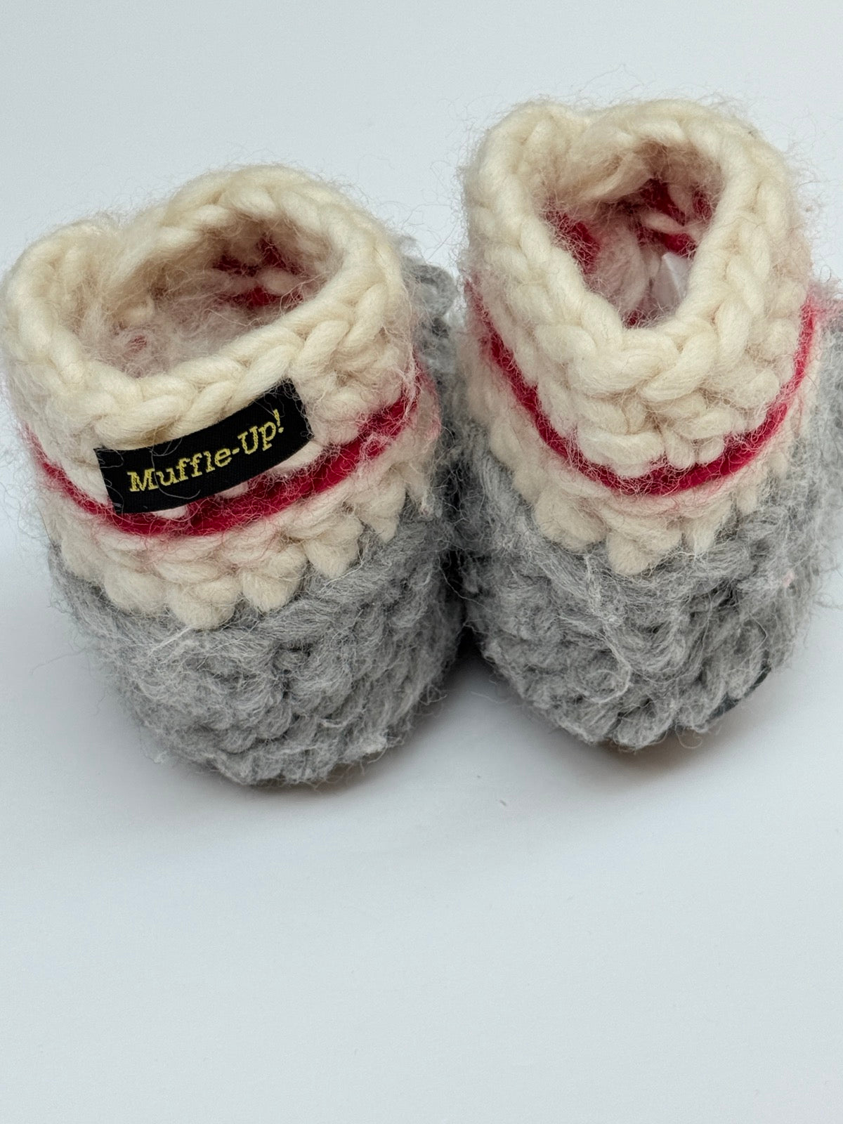 Muffle-Up! Gray Knit Baby Booties 6-12M