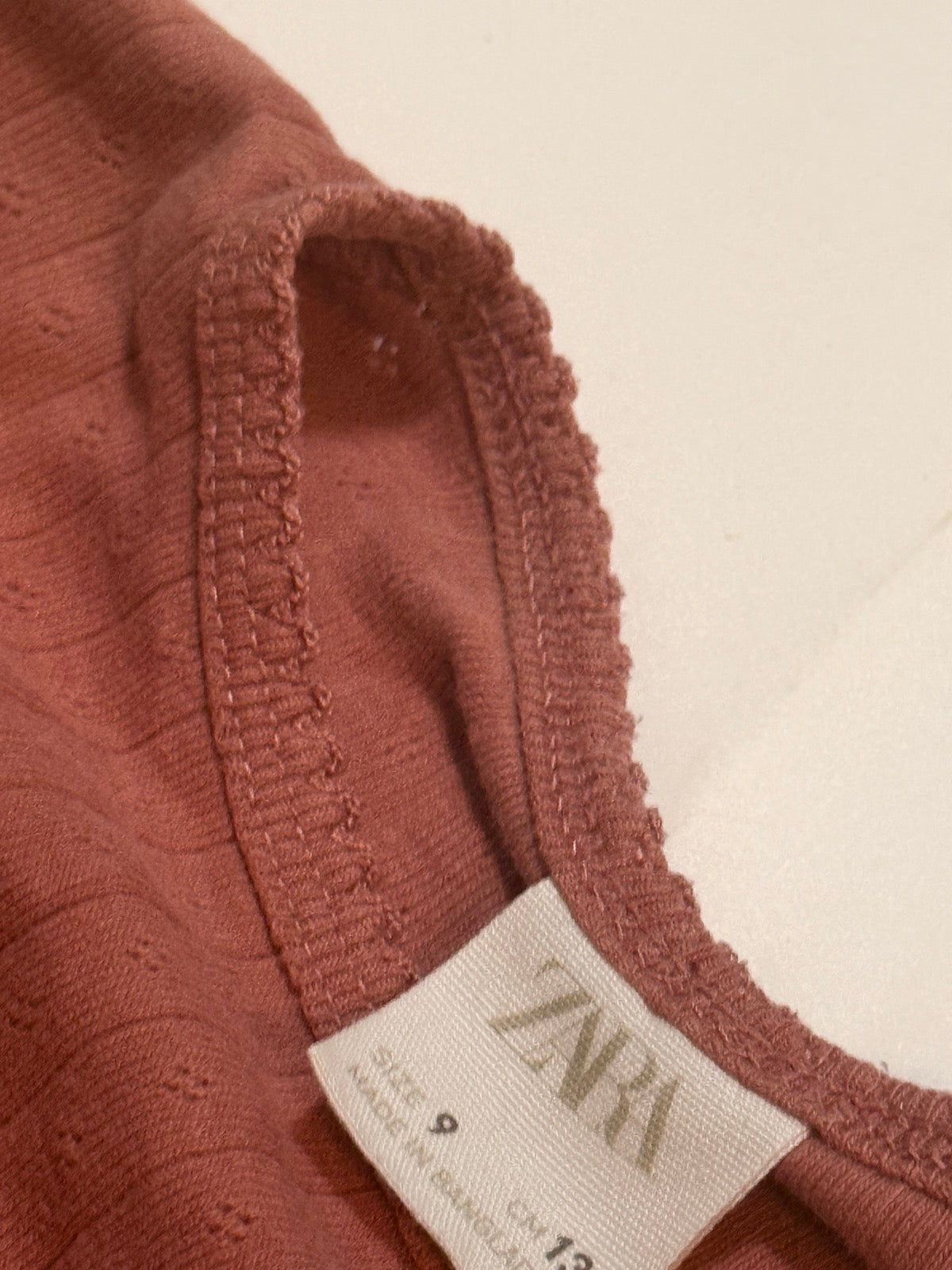 Zara Pointelle Long Sleeve Top Size 9