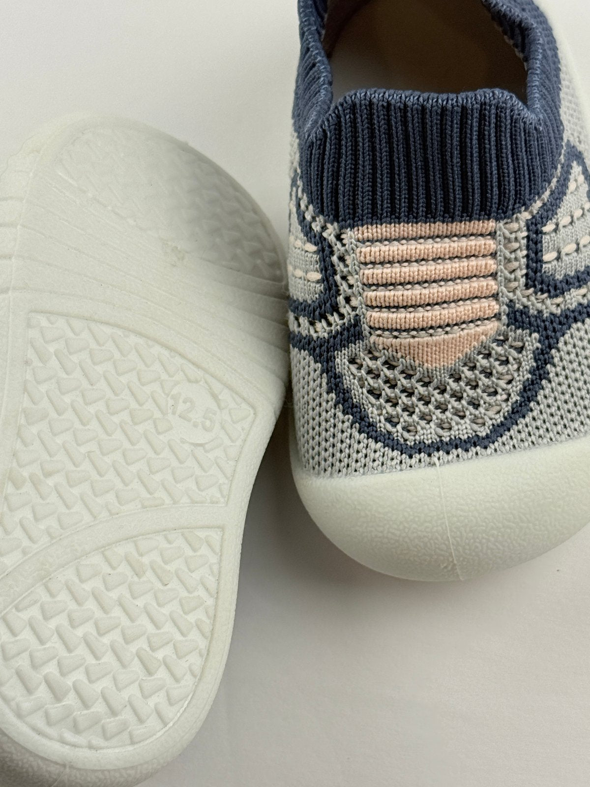 Knit Slip-On Baby Shoes Blue Gray Size 12.5