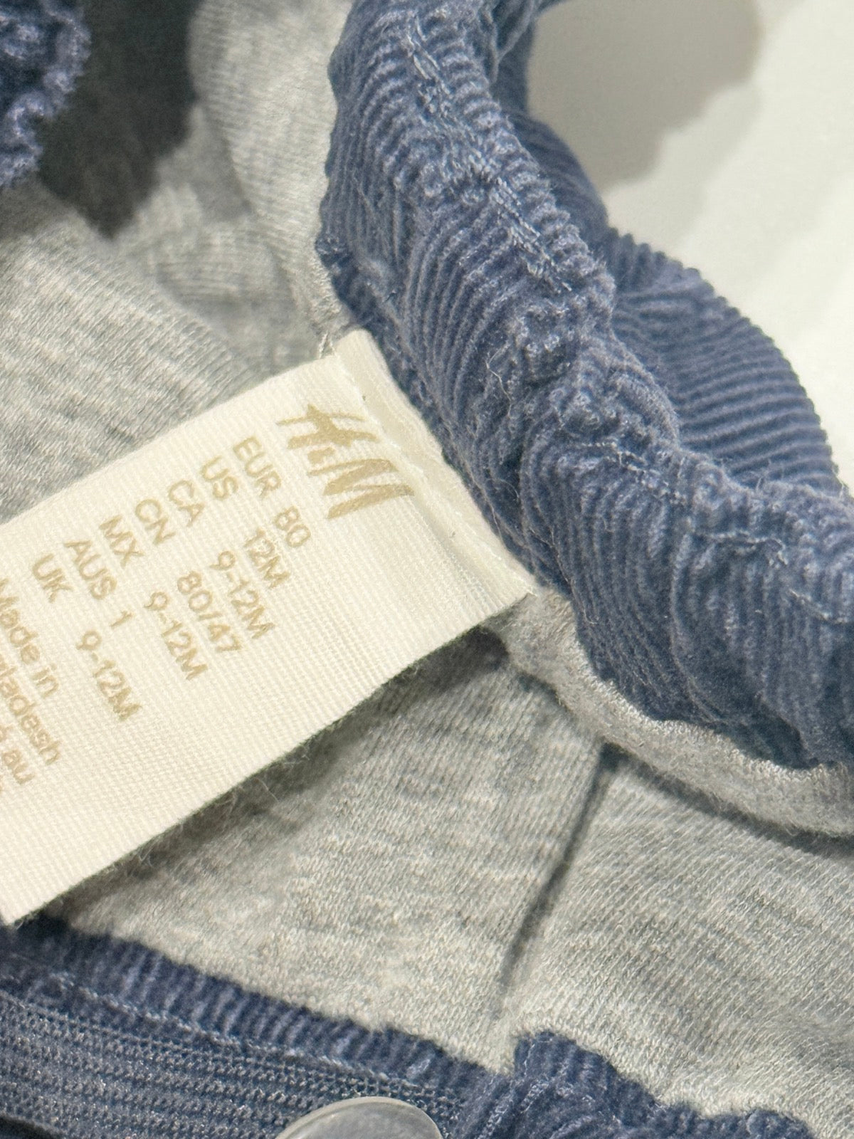 H&M Navy Corduroy Lined Pants 12M