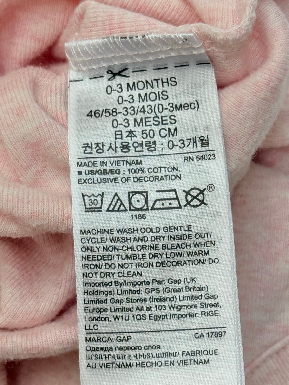 Baby Gap Pink Bodysuit 0-3M