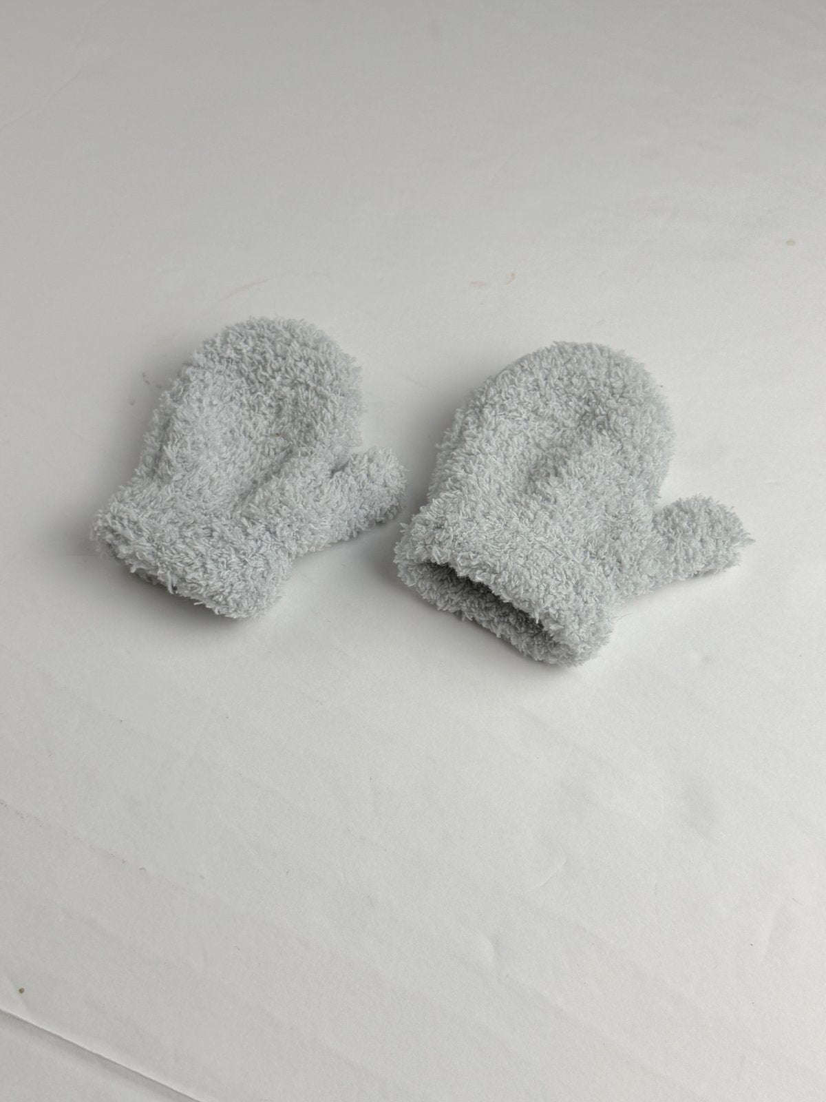 Light Blue Fuzzy Mittens 6-12M