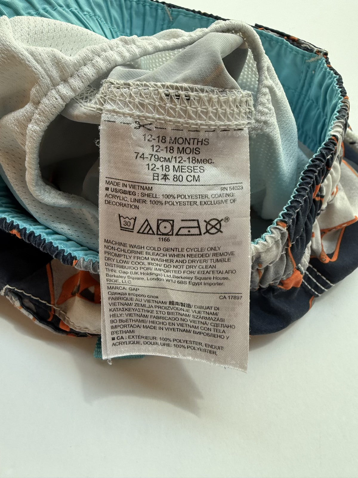 Baby Gap Shark Swim Trunks 12-18m