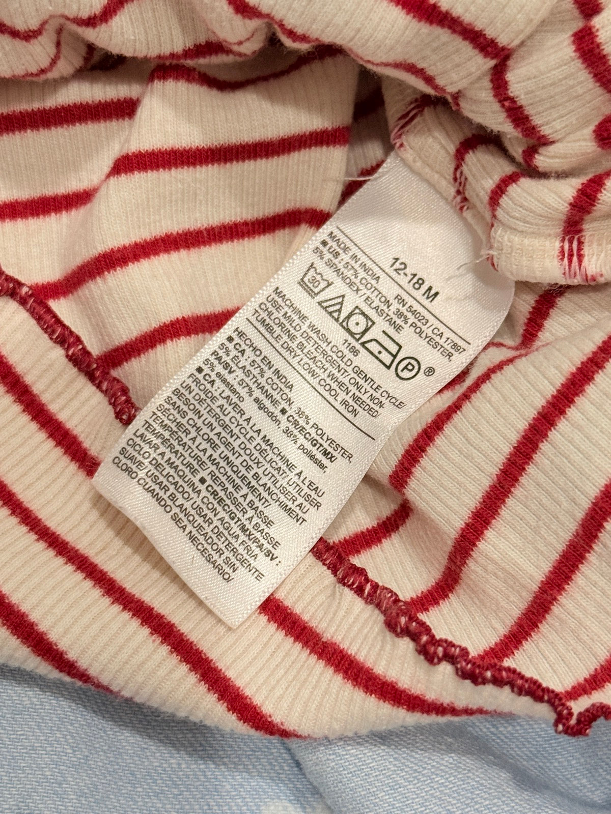 Old Navy Heart Denim Pinafore Stripe Set 12-18M
