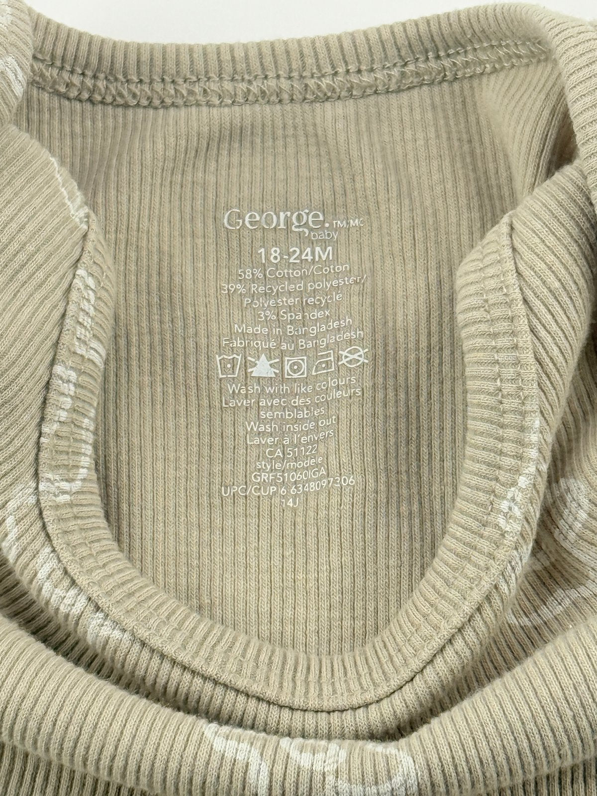 George Baby Floral Ribbed Bodysuit 18-24M