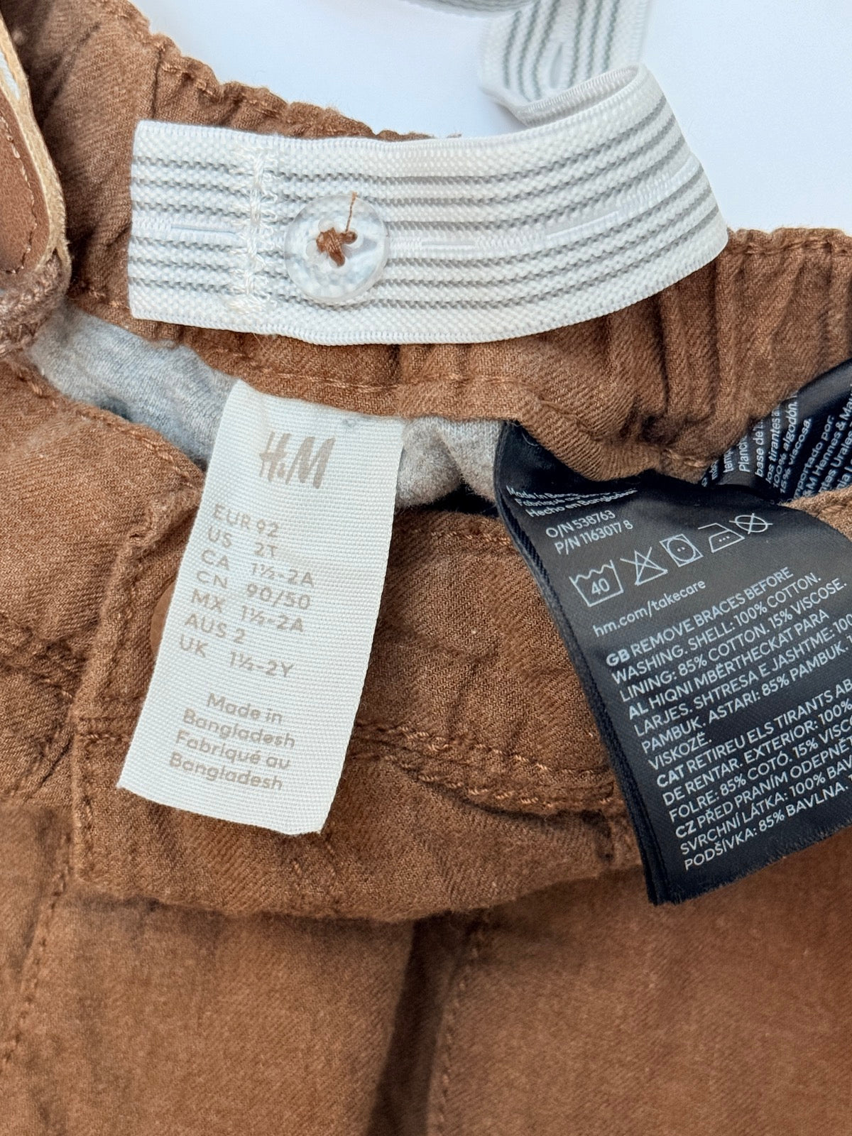 H&M Brown Suspender Pants 2T