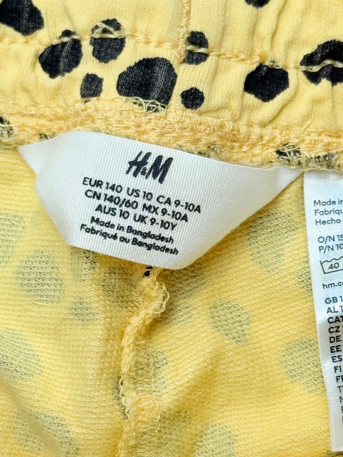 H&M Yellow Leopard Print Shorts Size 9-10Y