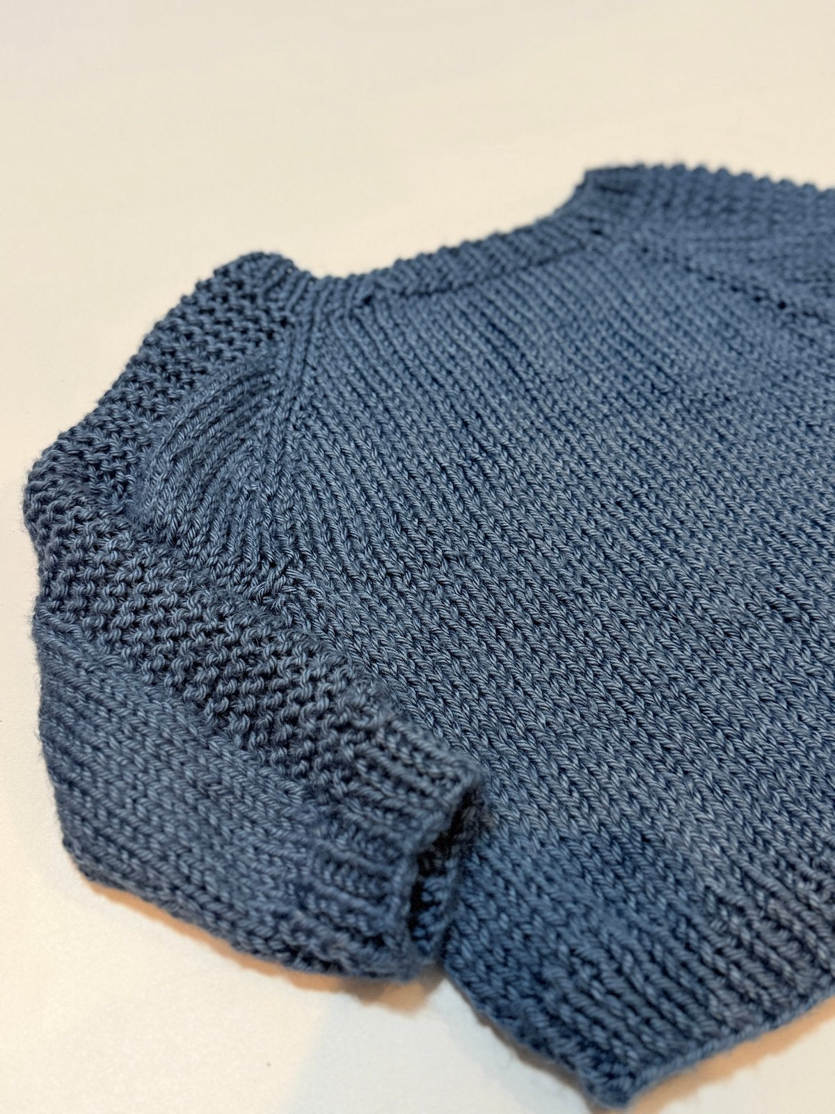 Handknit Blue Raglan Sweater 3/4t