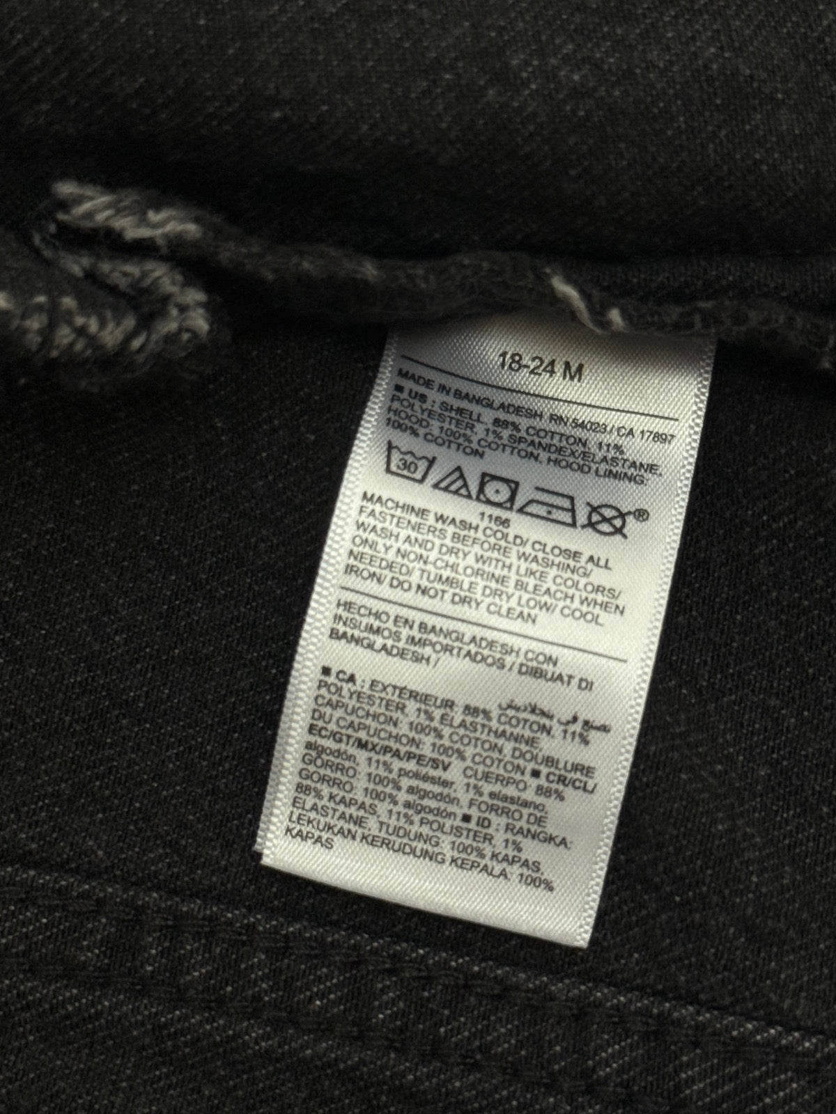 Old Navy Black Denim Hooded Jacket 18-24M