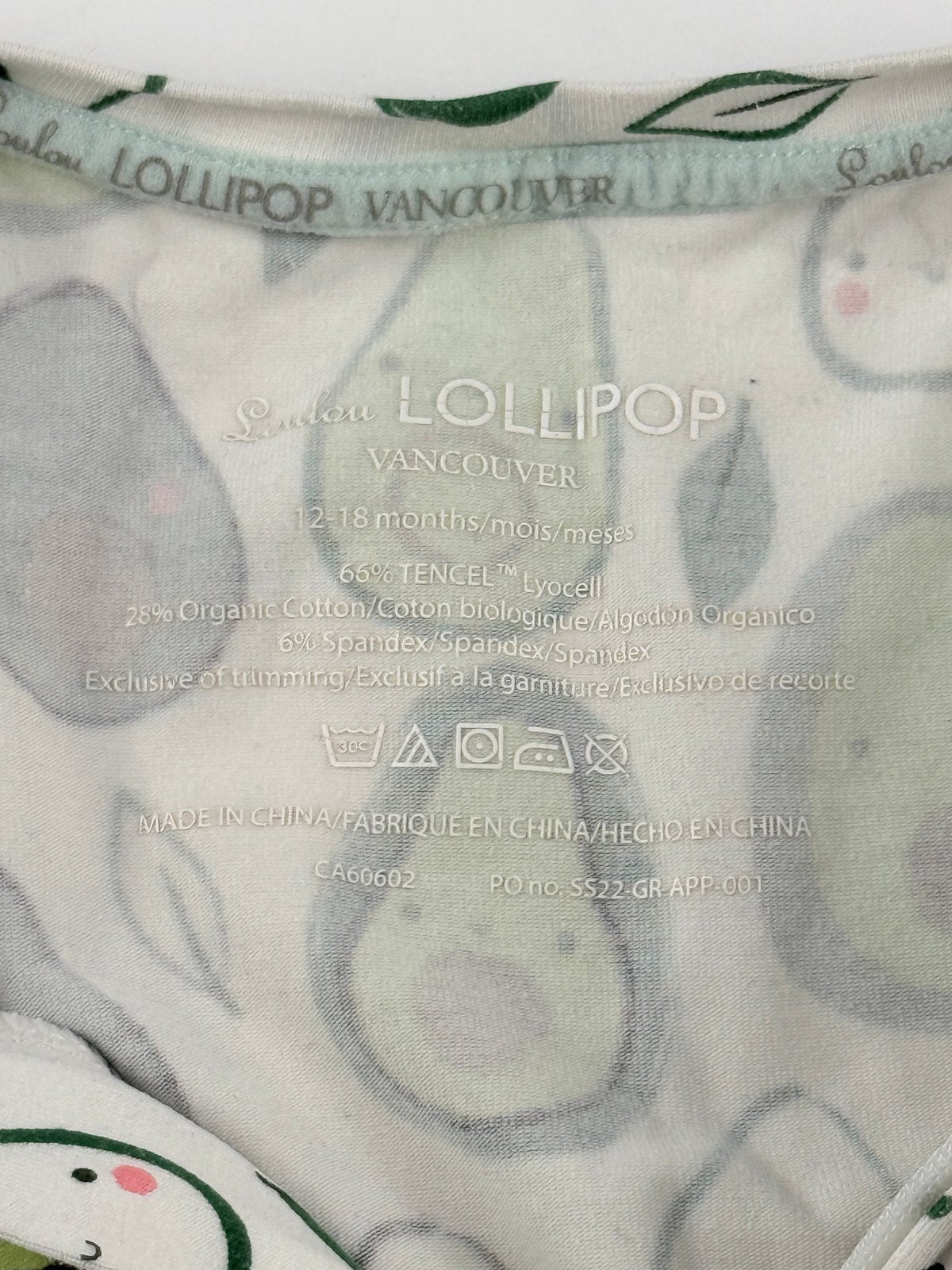 Loulou Lollipop Avocado Zip Sleeper 12-18M