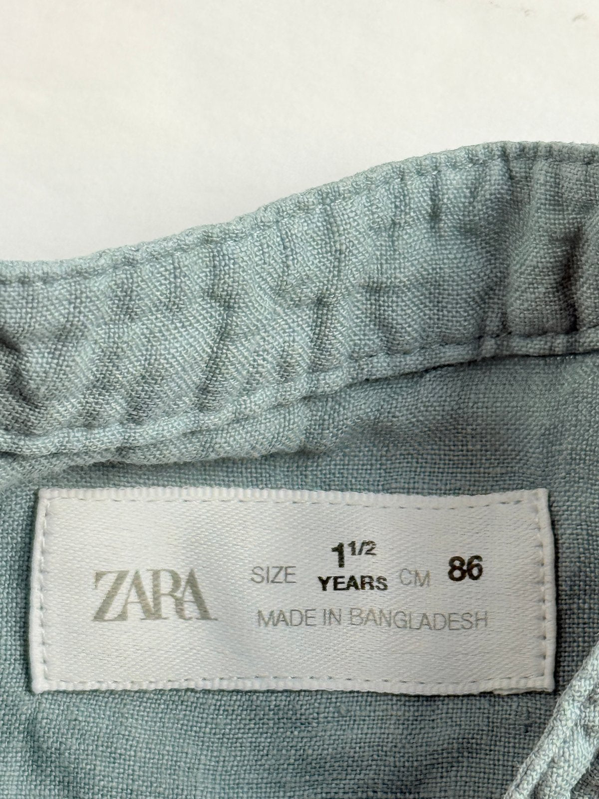 Zara Teal Linen Button-Up Shirt 18-24M