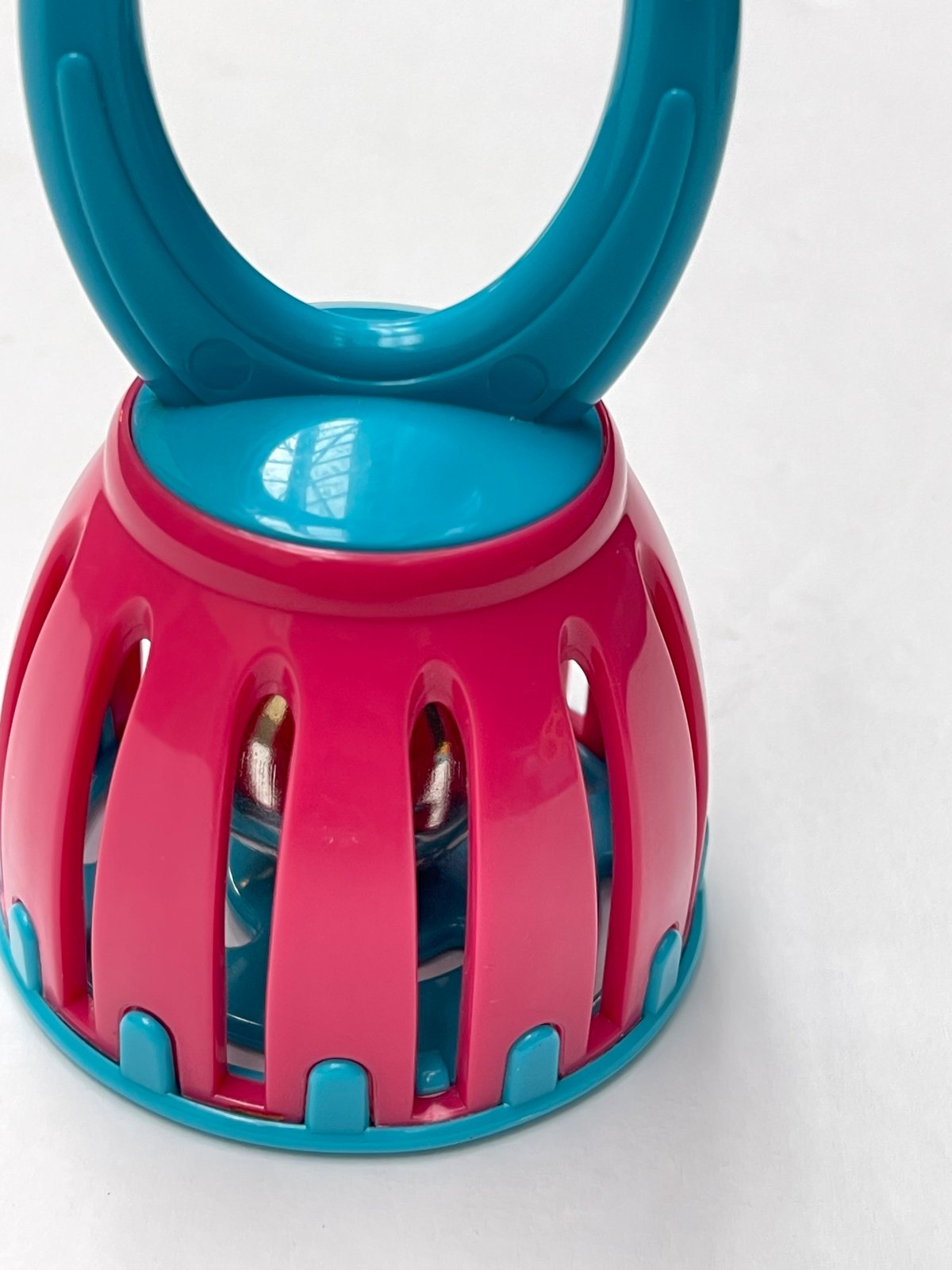 Pink and Teal Cage Bell Rattle Toy