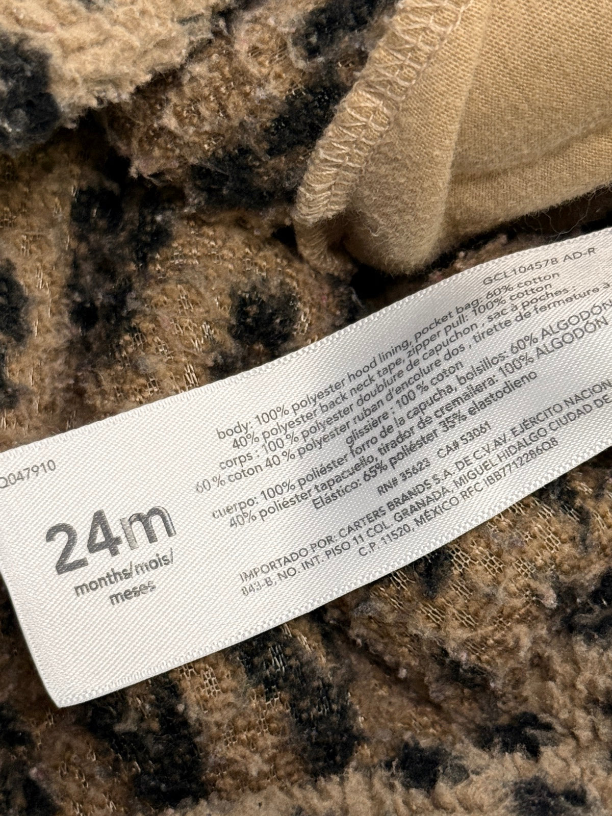 Carter's Leopard Sherpa Hoodie Jacket 24m