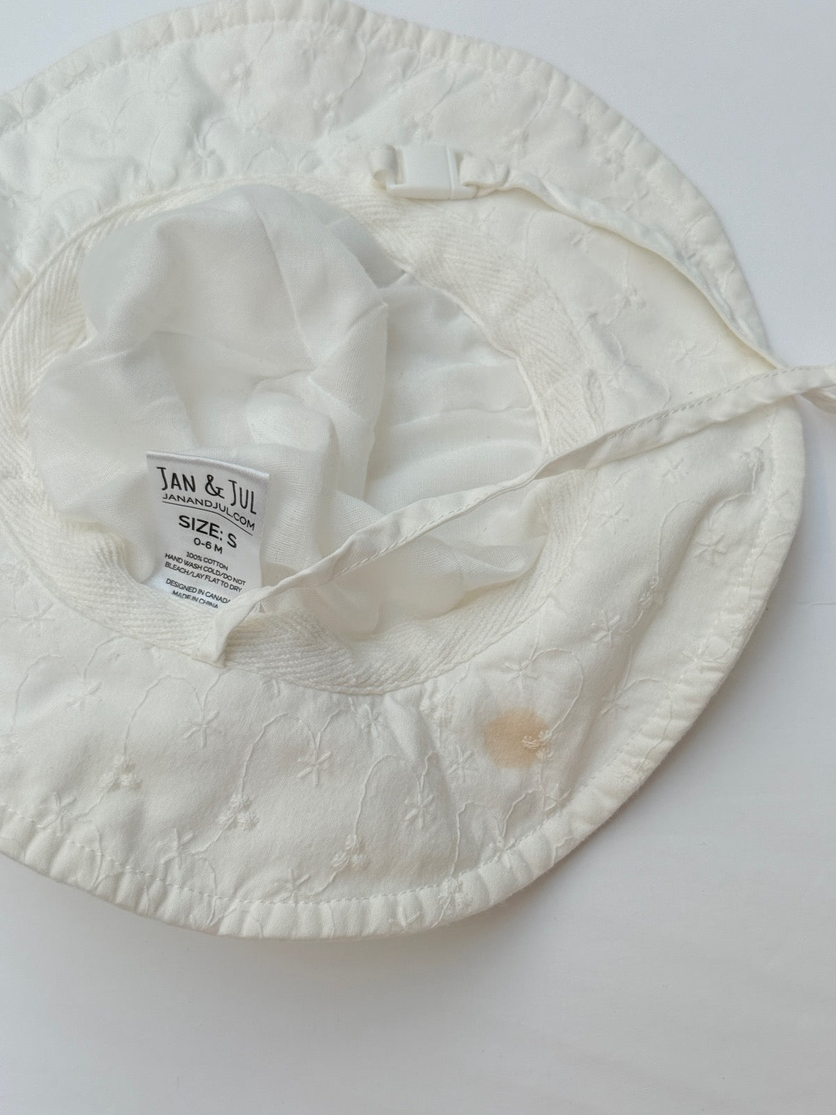 Jan & Jul White Eyelet Sun Hat Size S 0-6M