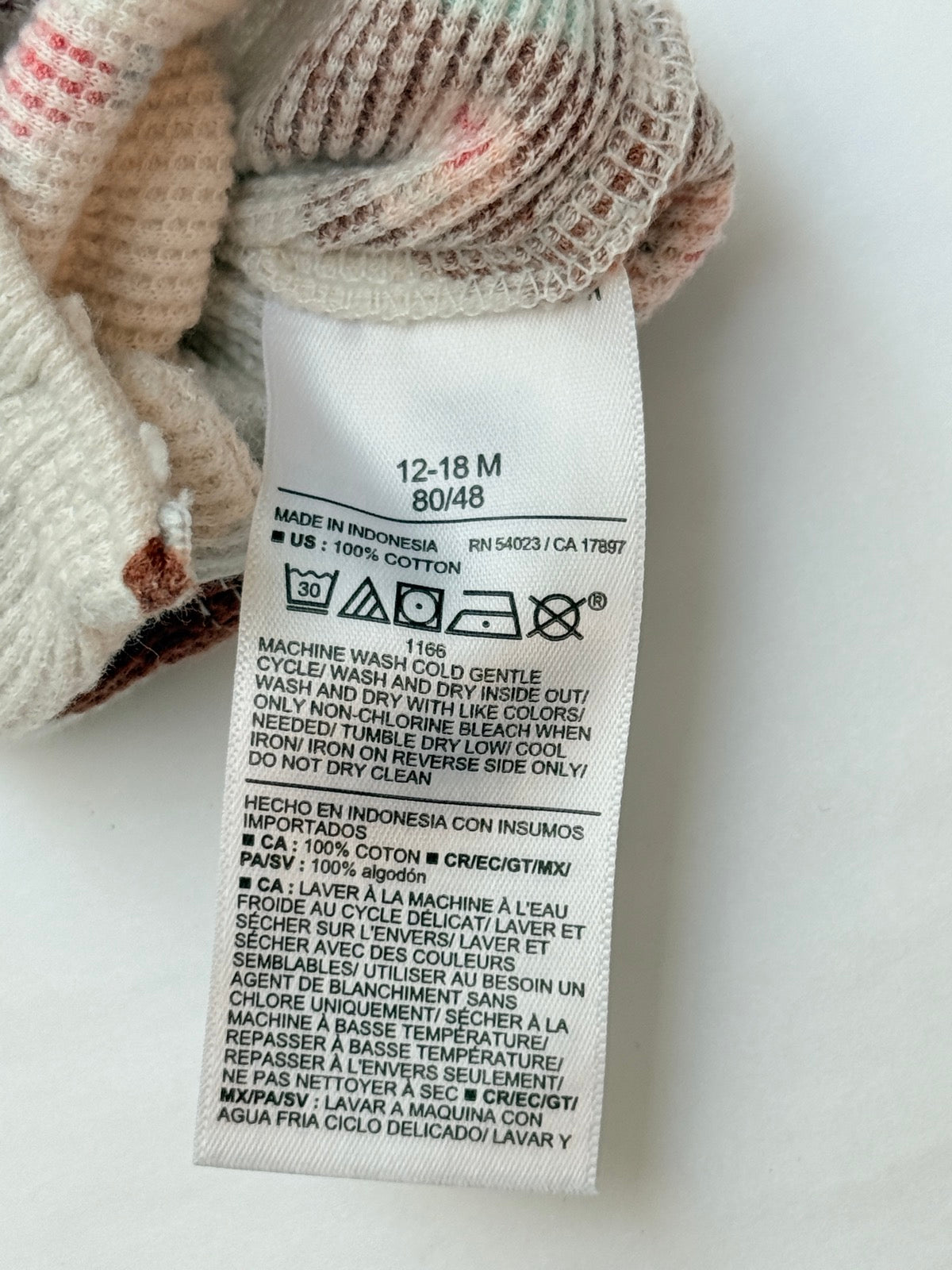 Old Navy Bear Print Thermal Sleeper 12-18M