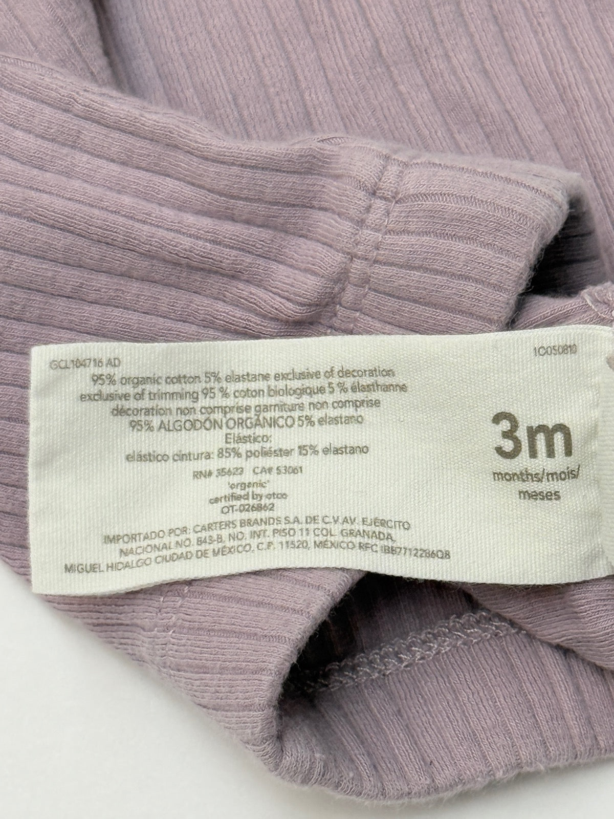 Little Planet Purple Ribbed Leggings 3M