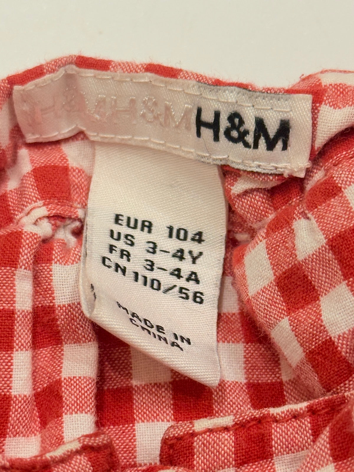 H&M Red Gingham Blouse Size 4T