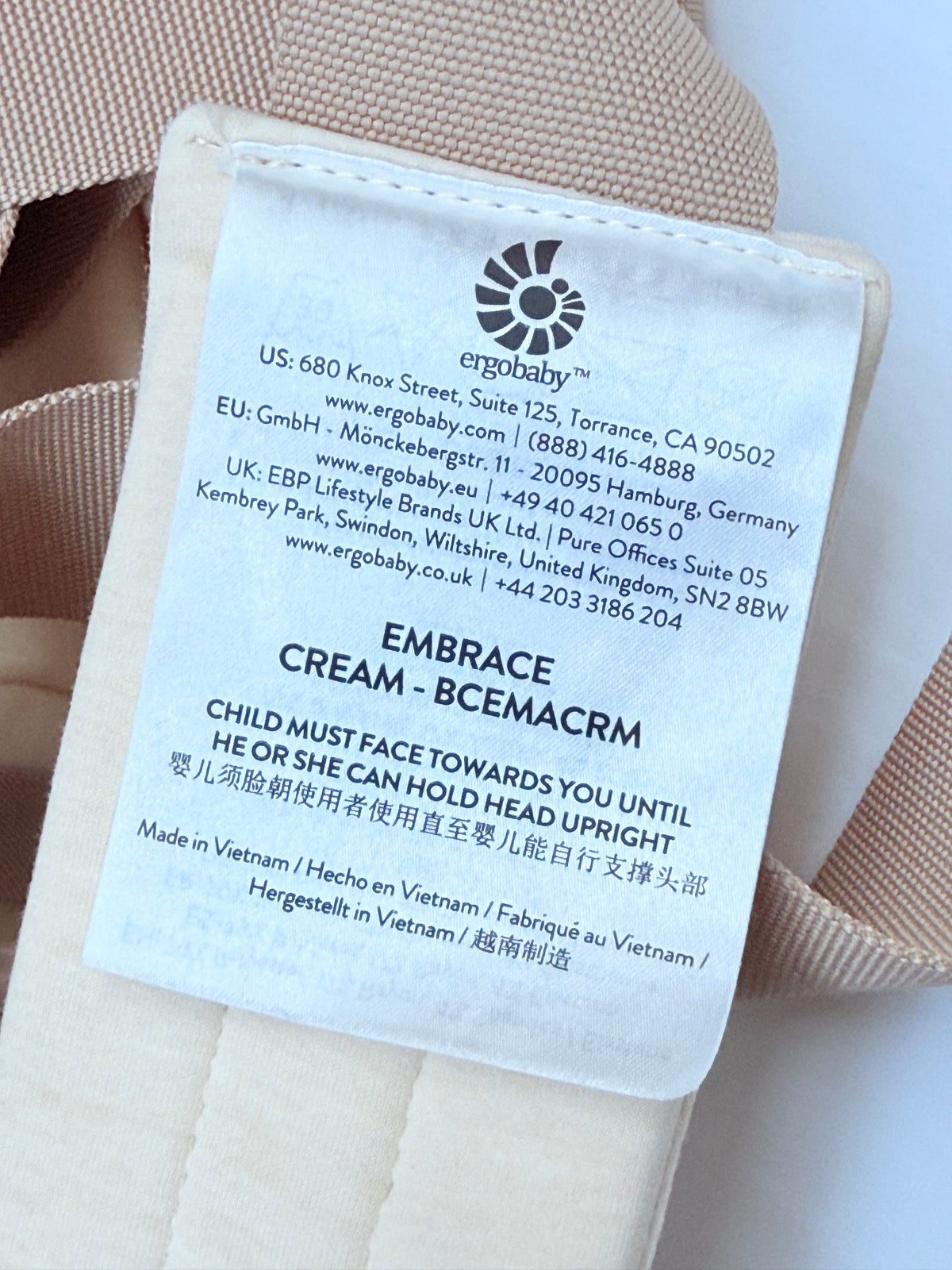 Ergobaby Embrace Cream Baby Carrier