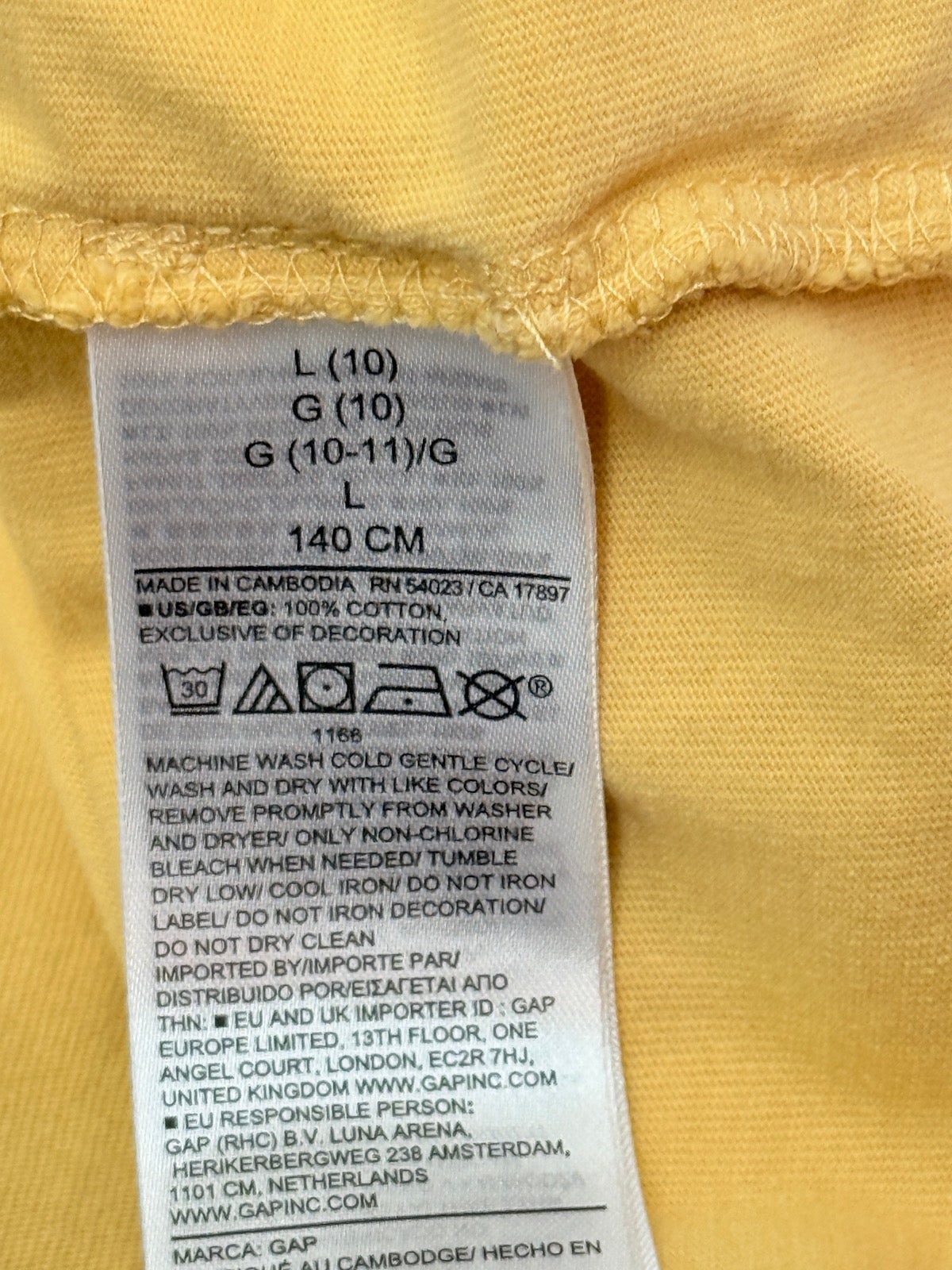 Gap Kids Mustard Long Sleeve T-Shirt Size 10