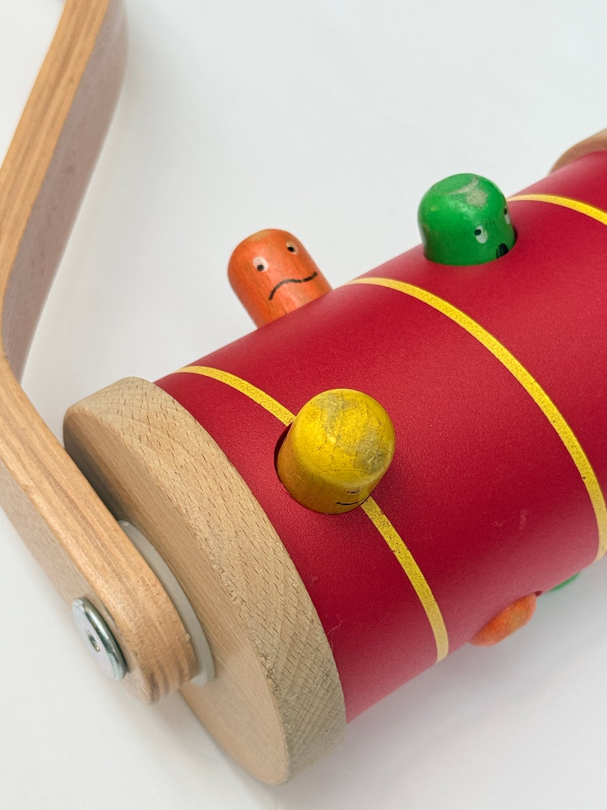 Wooden Push Toy Red Popping Faces
