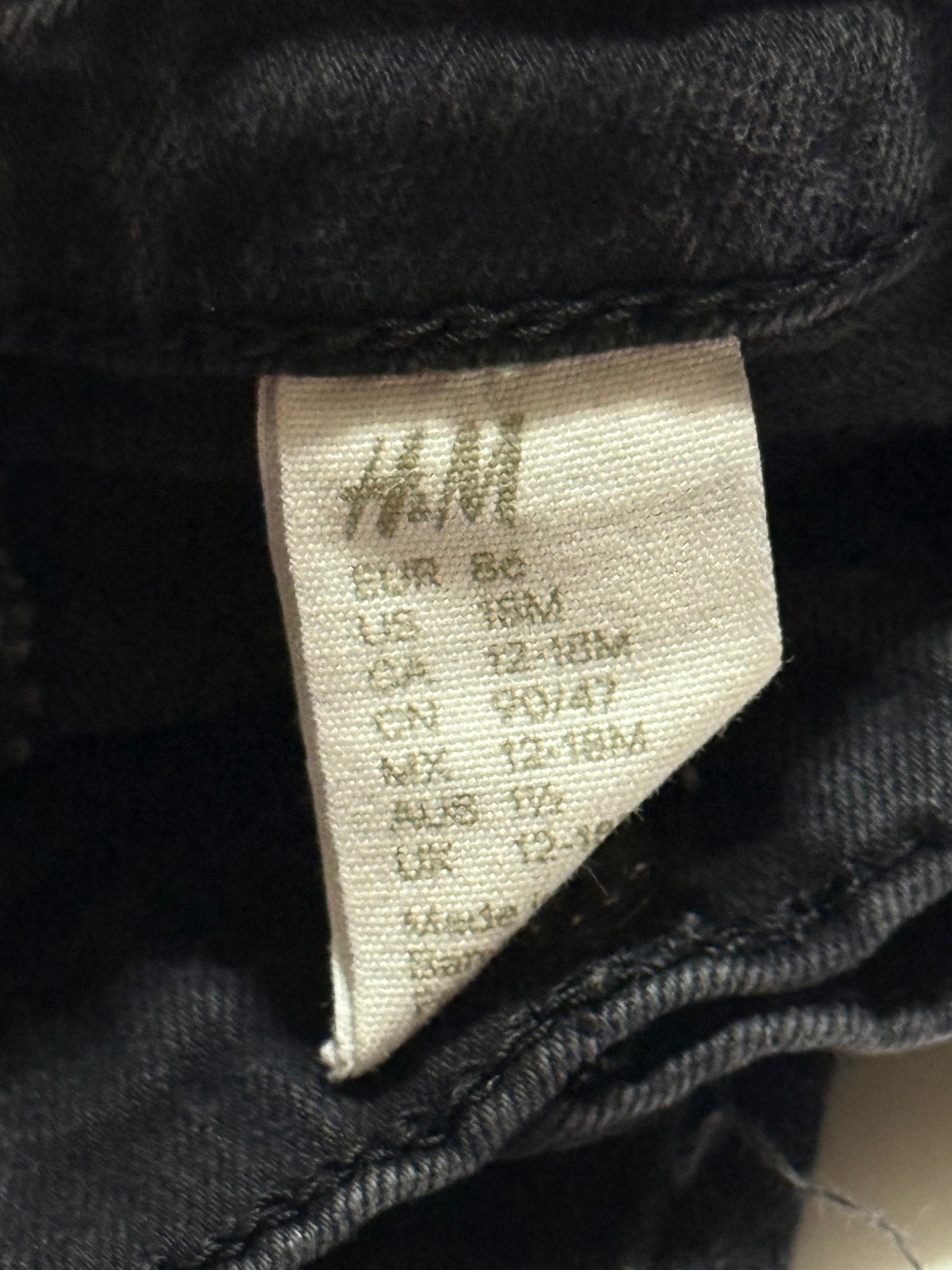 H&M Denim Black Skinny Jeans 12-18M